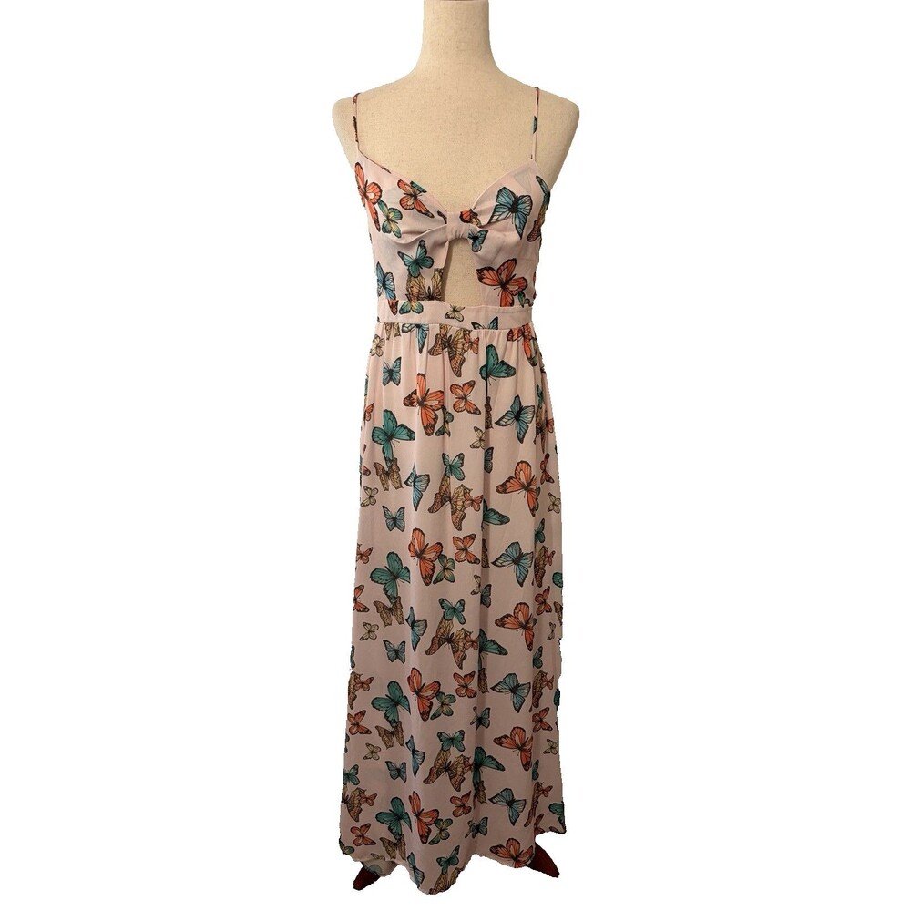 Altar'd State Womens Max Dress Size Medium Bufferfly Print Cut Out Bust Pink